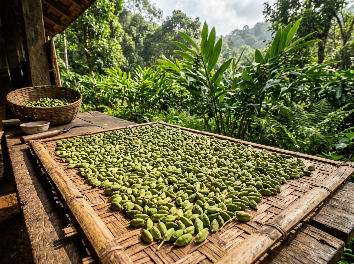 Drying Green Cardamom Pods